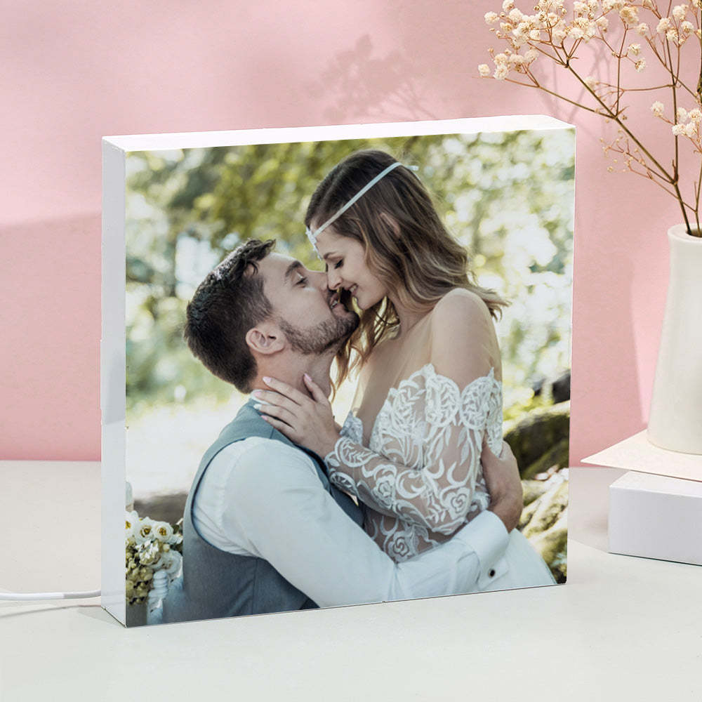 Veilleuse En Acrylique Avec Photo Personnalisée, Lampe Gravée, Décoration De Chambre, Cadeaux Pour Couples - maplunelampefr