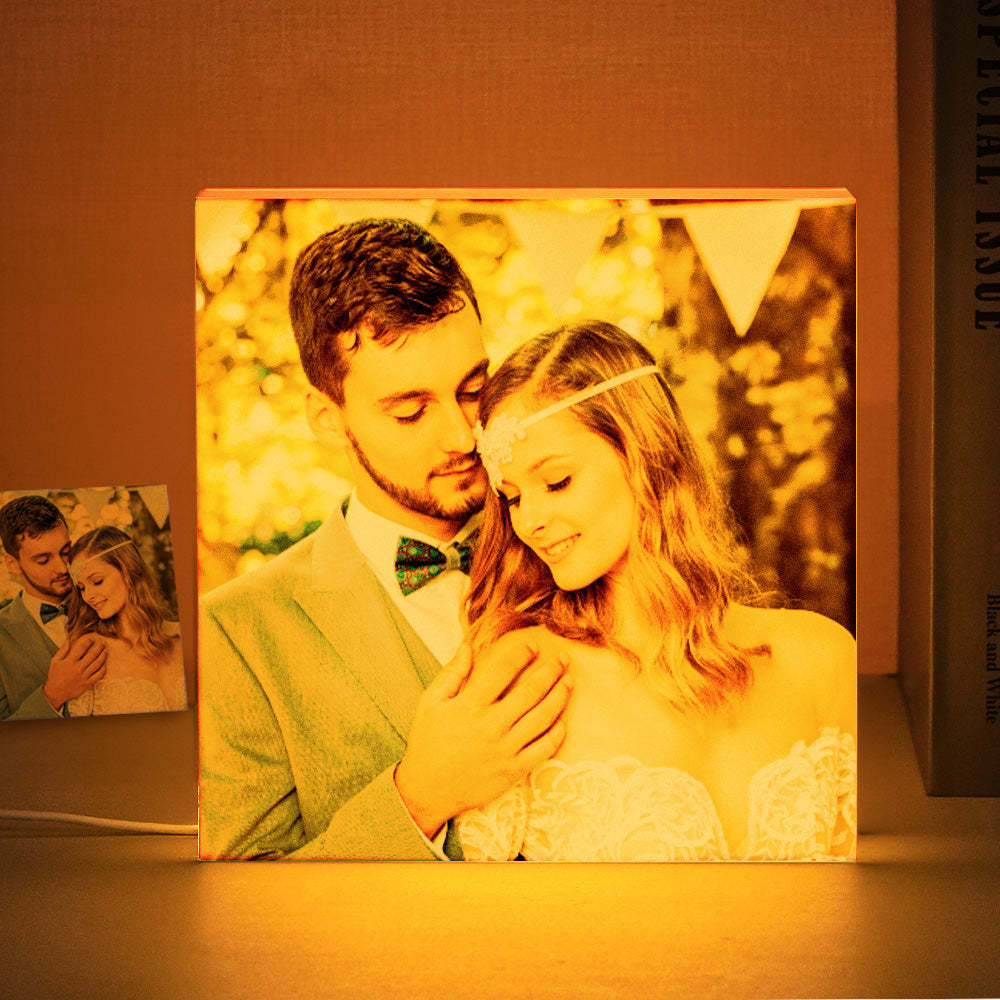 Veilleuse En Acrylique Avec Photo Personnalisée, Lampe Gravée, Décoration De Chambre, Cadeaux Pour Couples - maplunelampefr