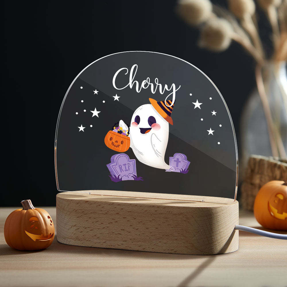 Veilleuse D'halloween Personnalisée Pour Bébé, Lampe De Décoration Pour Chambre De Bébé Avec Nom Personnalisé - maplunelampefr