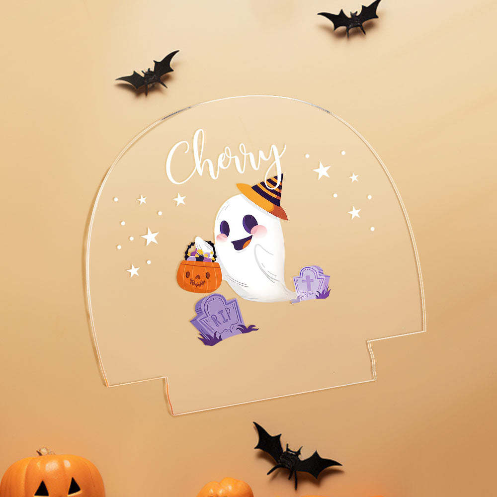 Veilleuse D'halloween Personnalisée Pour Bébé, Lampe De Décoration Pour Chambre De Bébé Avec Nom Personnalisé - maplunelampefr