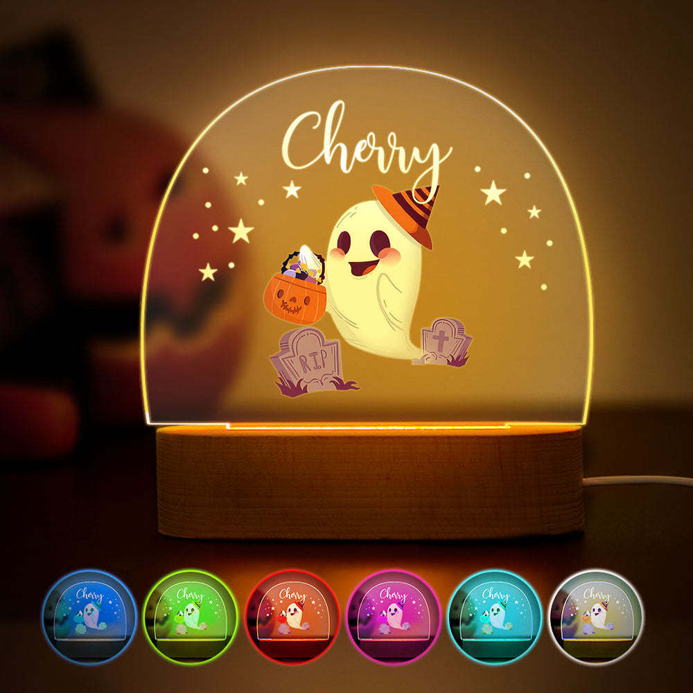 Veilleuse D'halloween Personnalisée Pour Bébé, Lampe De Décoration Pour Chambre De Bébé Avec Nom Personnalisé - maplunelampefr