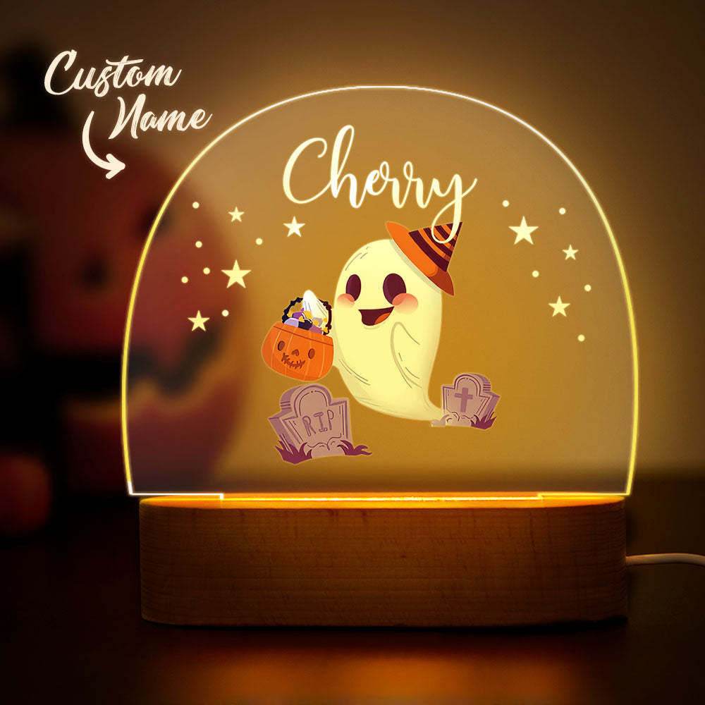 Veilleuse D'halloween Personnalisée Pour Bébé, Lampe De Décoration Pour Chambre De Bébé Avec Nom Personnalisé - maplunelampefr