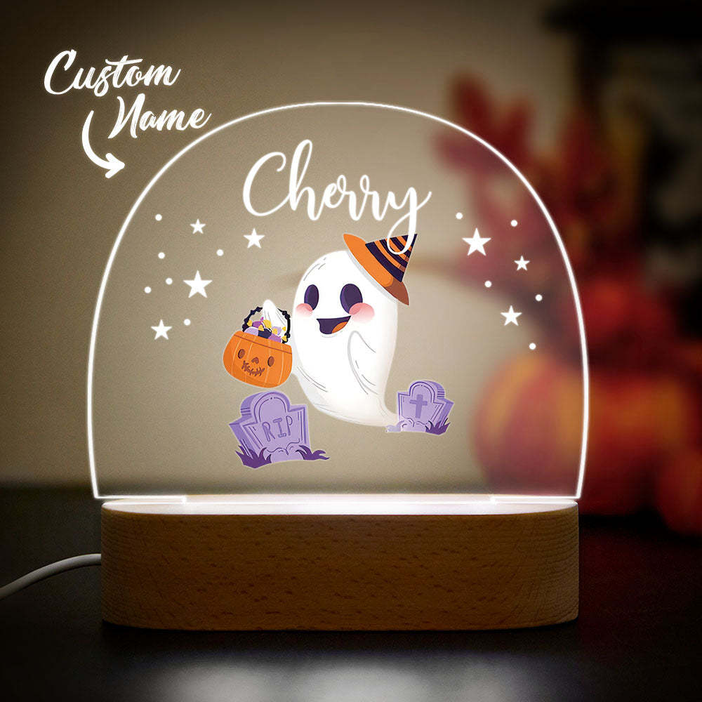 Veilleuse D'halloween Personnalisée Pour Bébé, Lampe De Décoration Pour Chambre De Bébé Avec Nom Personnalisé - maplunelampefr