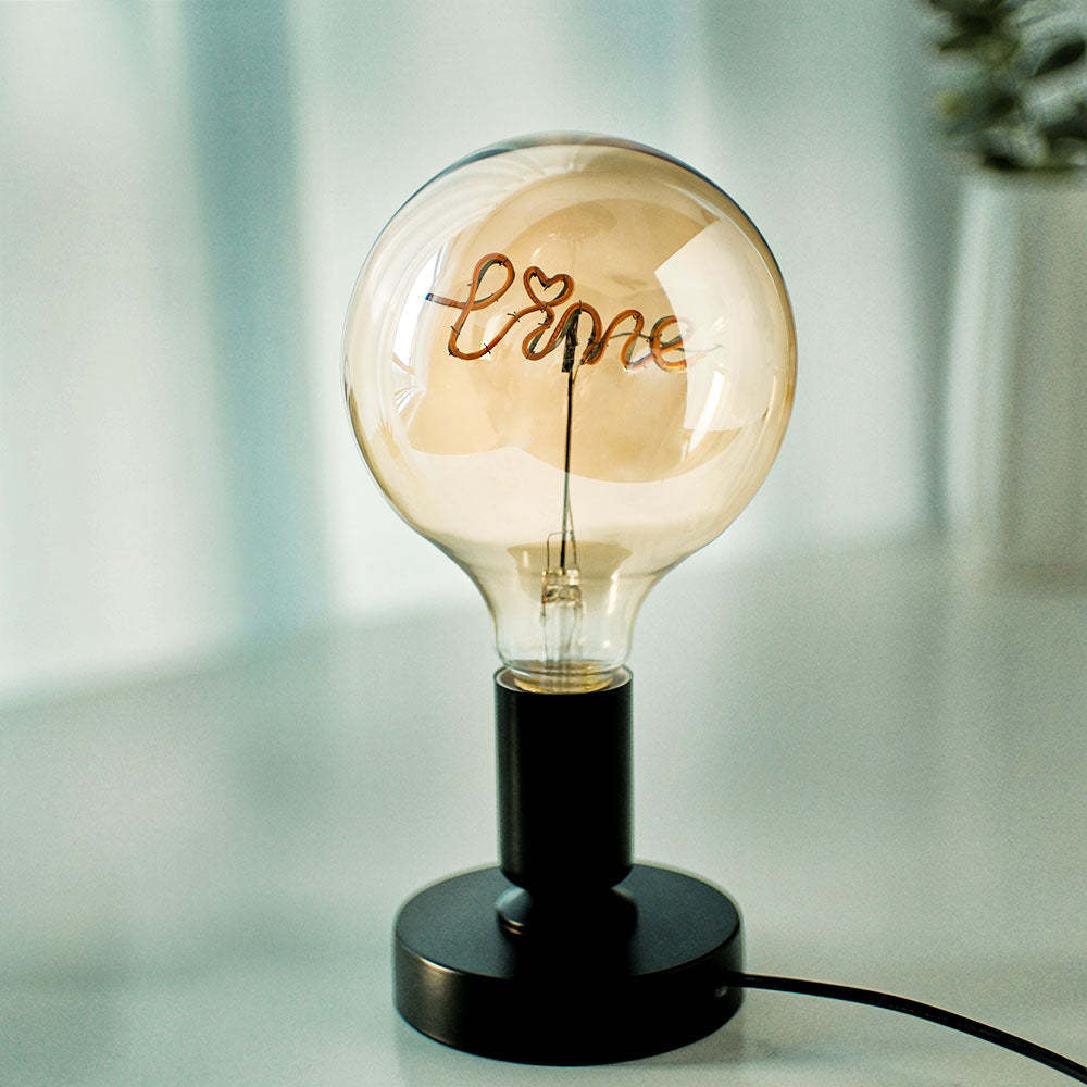 Cadeau De Noël Texte Personnalisé Edison Led Filament Ampoule Personnalisée Vintage Globe Ampoule Variable Pour Couple - maplunelampefr