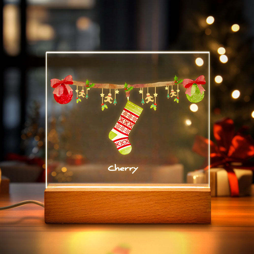 Nom Personnalisé Chaussettes Personnalisées Quantité Veilleuse Cadeau De Noël - maplunelampefr