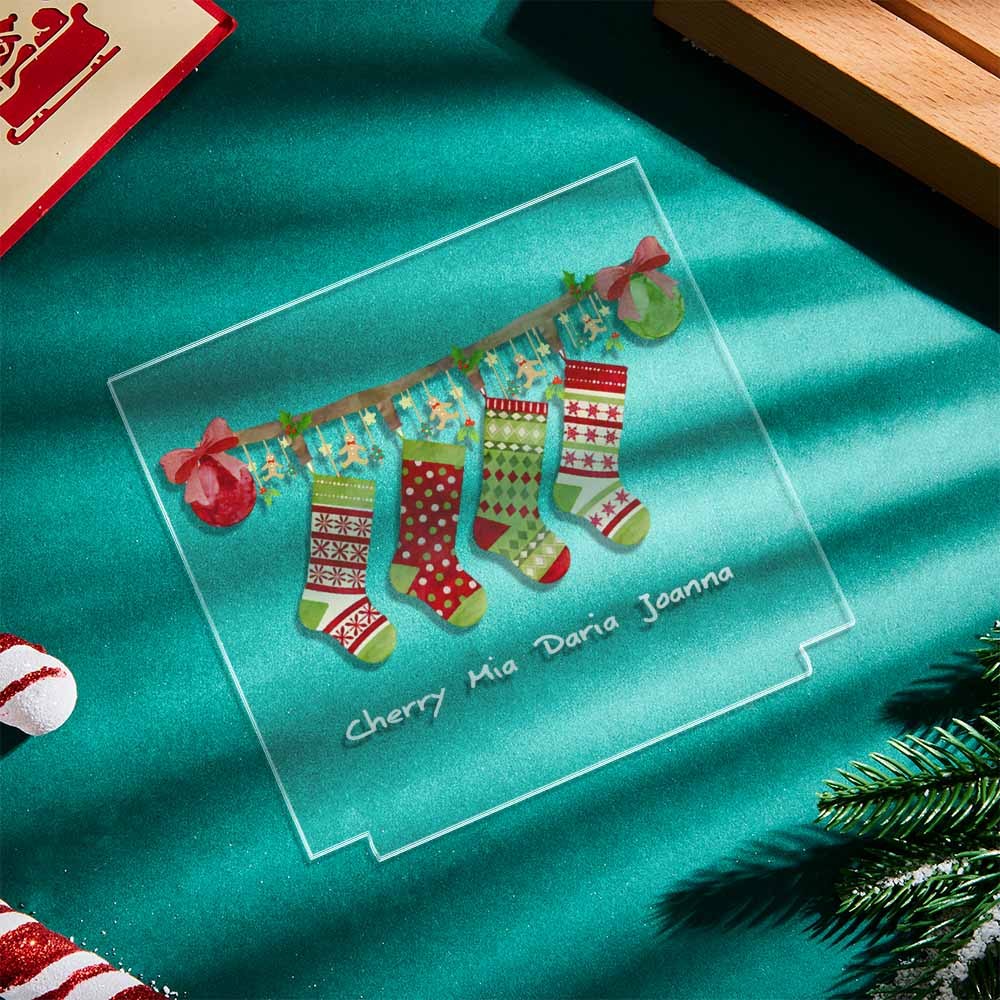 Nom Personnalisé Chaussettes Personnalisées Quantité Veilleuse Cadeau De Noël - maplunelampefr