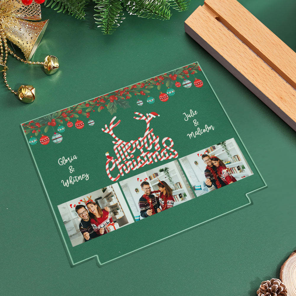 Lampe De Joyeux Noël Avec Nom Personnalisé, Veilleuse Avec Photo Personnalisée, Boule Décorative, Cadeaux De Couple - maplunelampefr