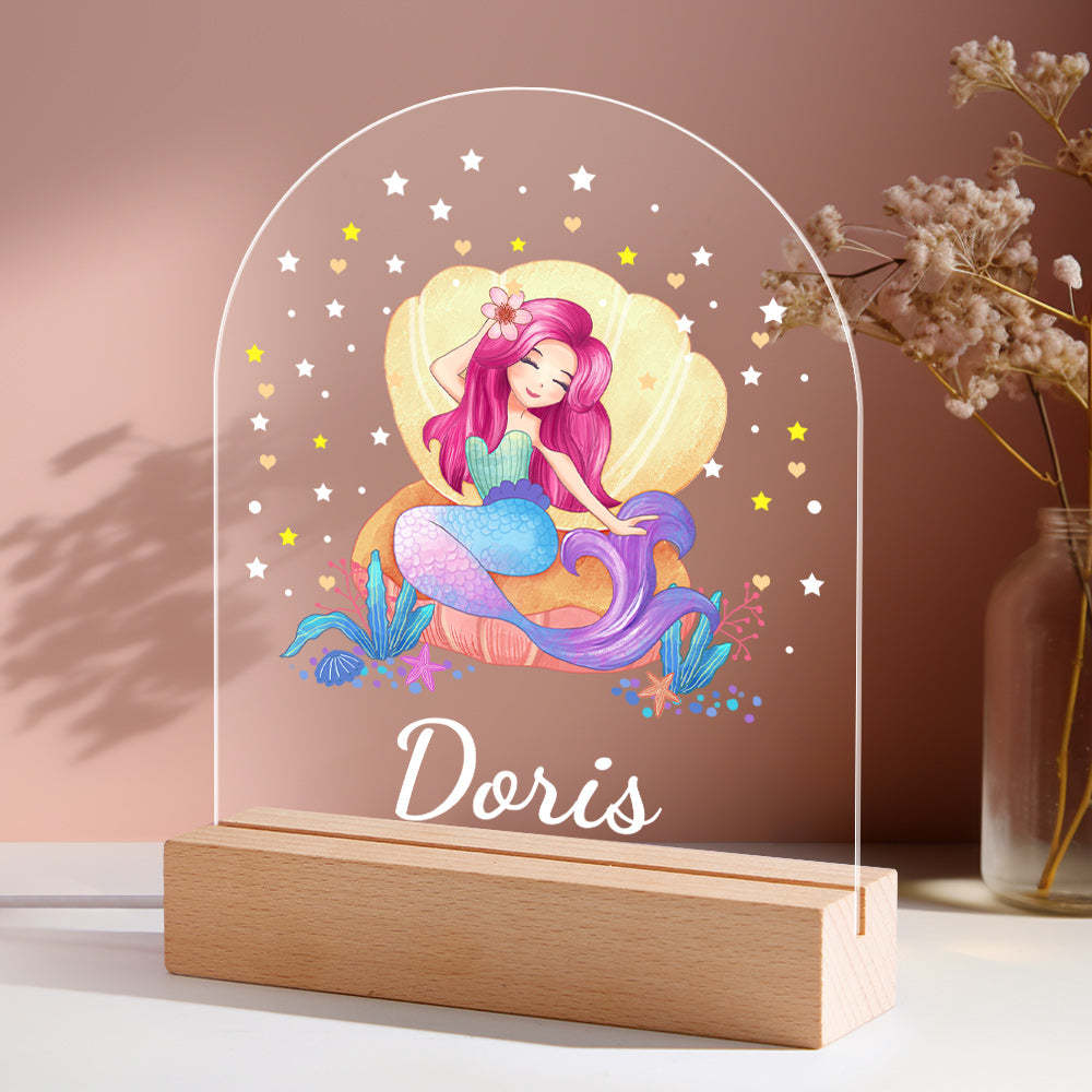 Veilleuse Sirène Personnalisée Avec Nom Personnalisé, Coffret Cadeau D'anniversaire - maplunelampefr