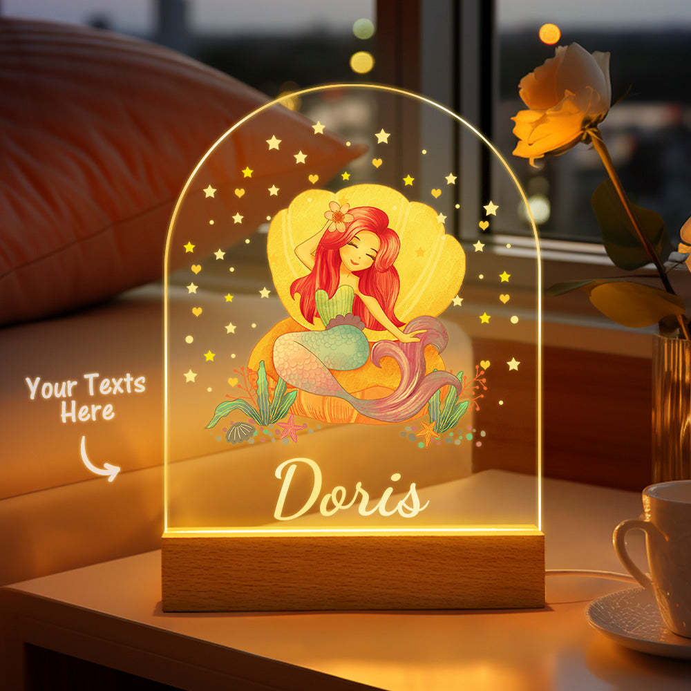 Veilleuse Sirène Personnalisée Avec Nom Personnalisé, Coffret Cadeau D'anniversaire - maplunelampefr