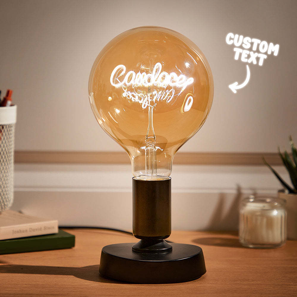 Cadeau De Noël Texte Personnalisé Edison Led Filament Ampoule Personnalisée Vintage Globe Ampoule Variable Pour Couple - maplunelampefr
