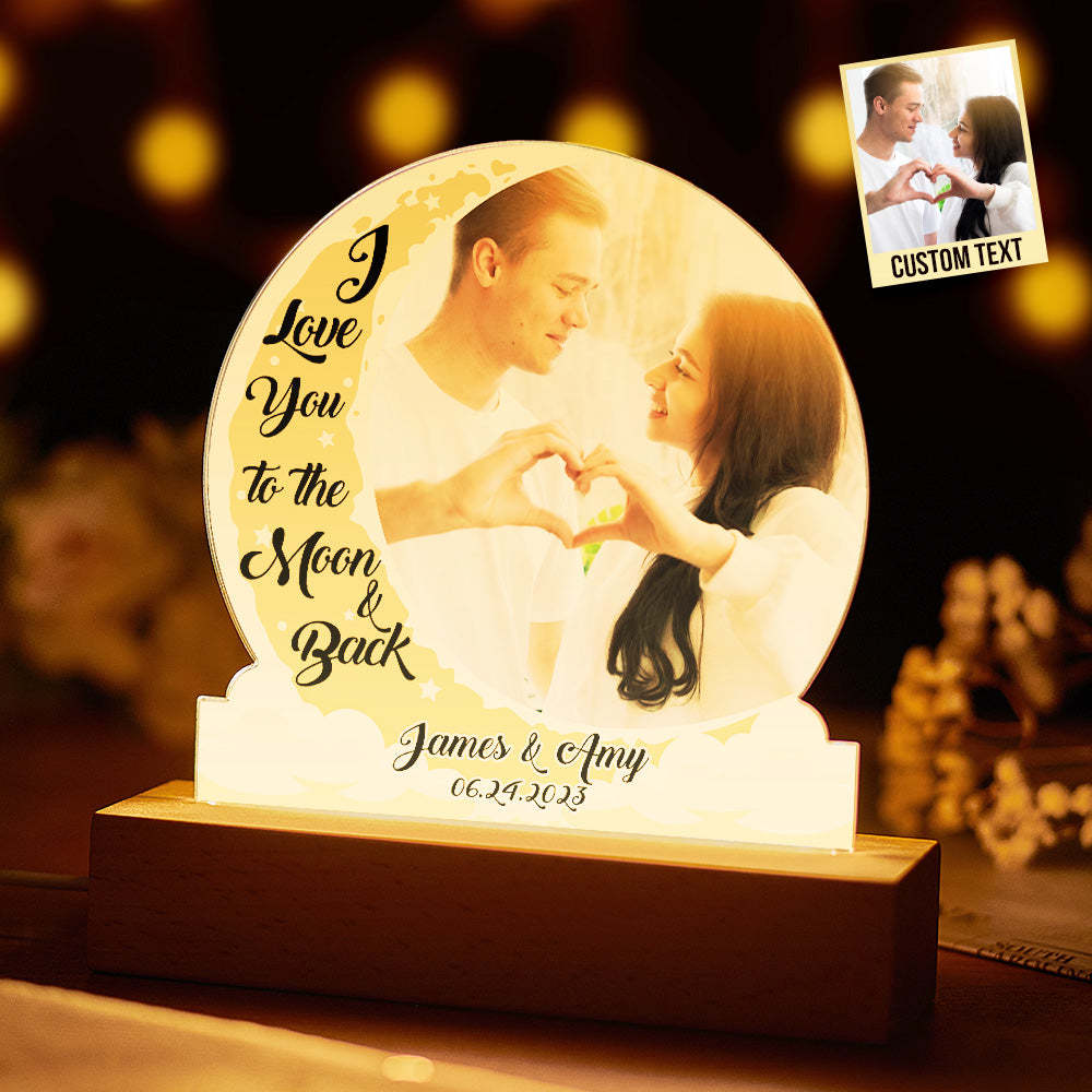 Lampe Led Photo Personnalisée Pour Amoureux Avec Nom Personnalisé Je T'aime Jusqu'à La Lune Et Retour - maplunelampefr