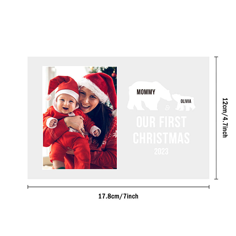 Lampe Lumineuse En Acrylique Avec Photo Personnalisée Du Premier Noël De Maman Et De Bébé, Nom Personnalisé - maplunelampefr