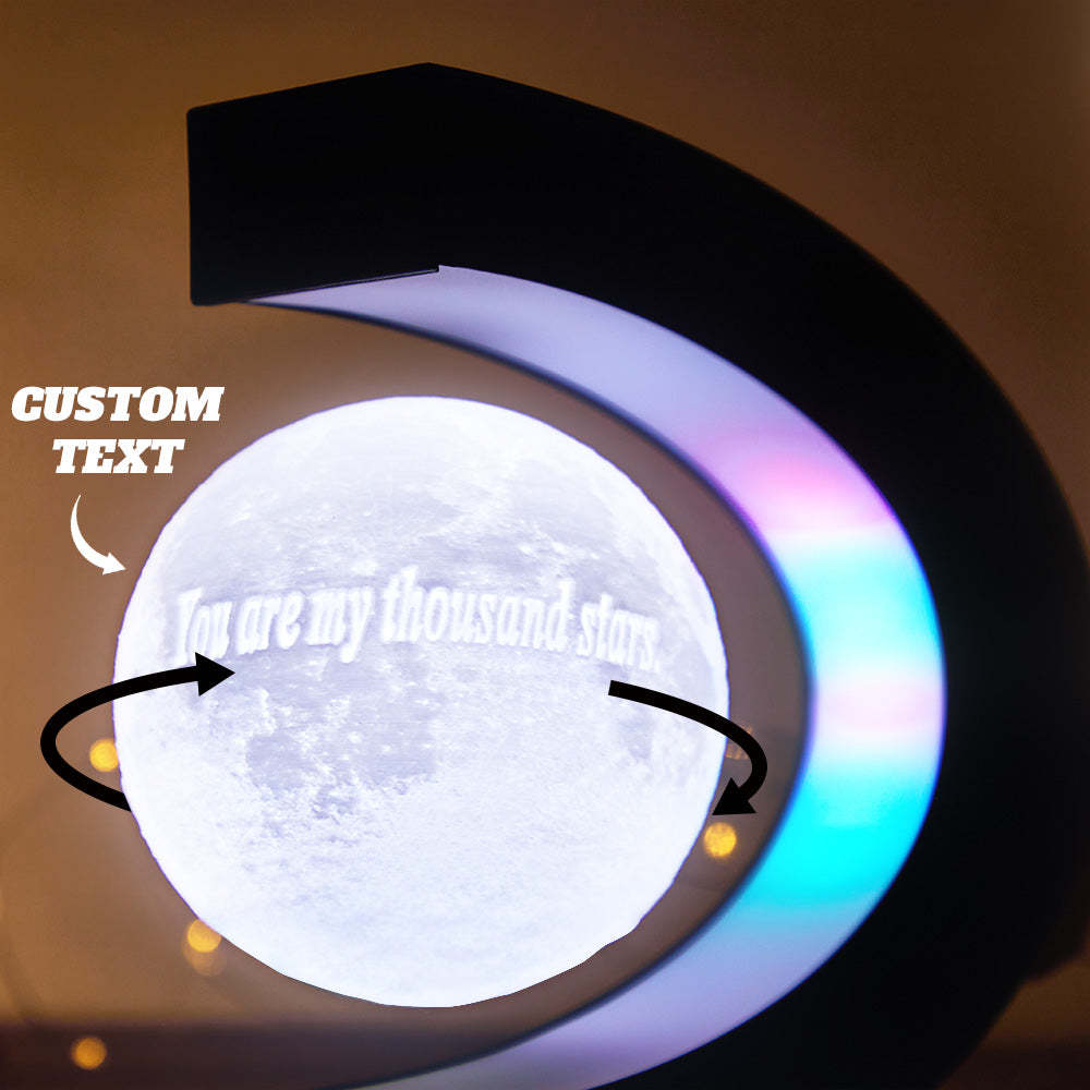 Custom Photo Magnetic Moon Lamp 3D Rotating Light Gift For Men - maplunelampefr