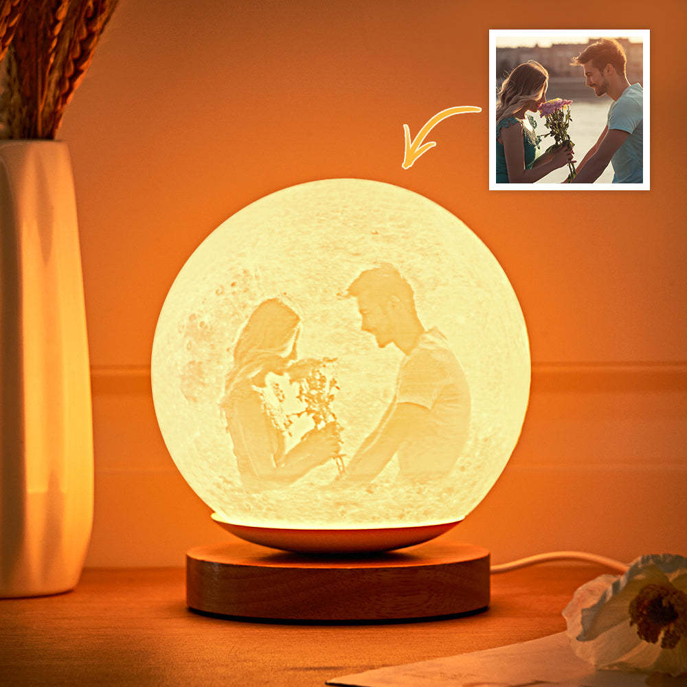 Personalized Photo Moon Table Lamp Colorful 3D Night  Light For Bedroom - maplunelampefr