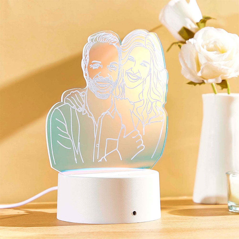 Lampe Led En Acrylique Transparente Avec Photo Personnalisée, Dégradé De Couleur, Veilleuse Colorée, Décoration De La Maison Pour Elle - maplunelampefr