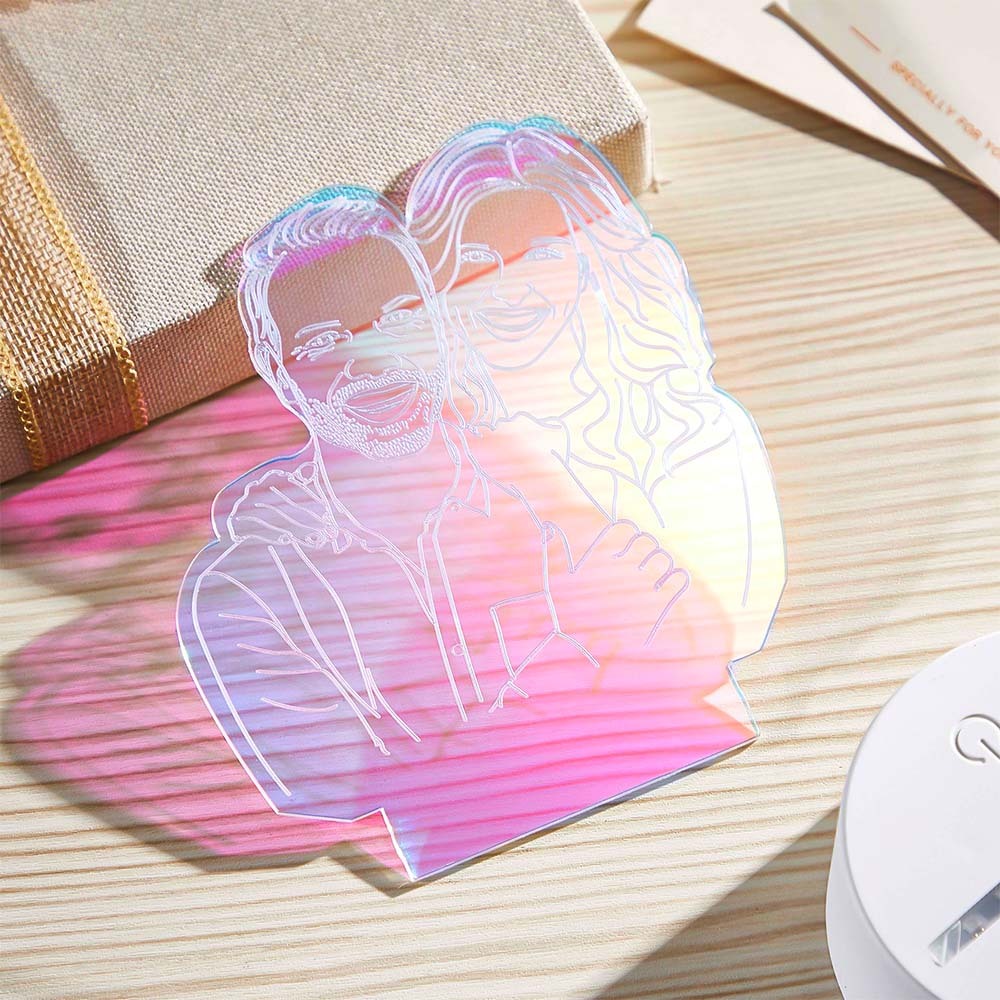 Lampe Led En Acrylique Transparente Avec Photo Personnalisée, Dégradé De Couleur, Veilleuse Colorée, Décoration De La Maison Pour Elle - maplunelampefr