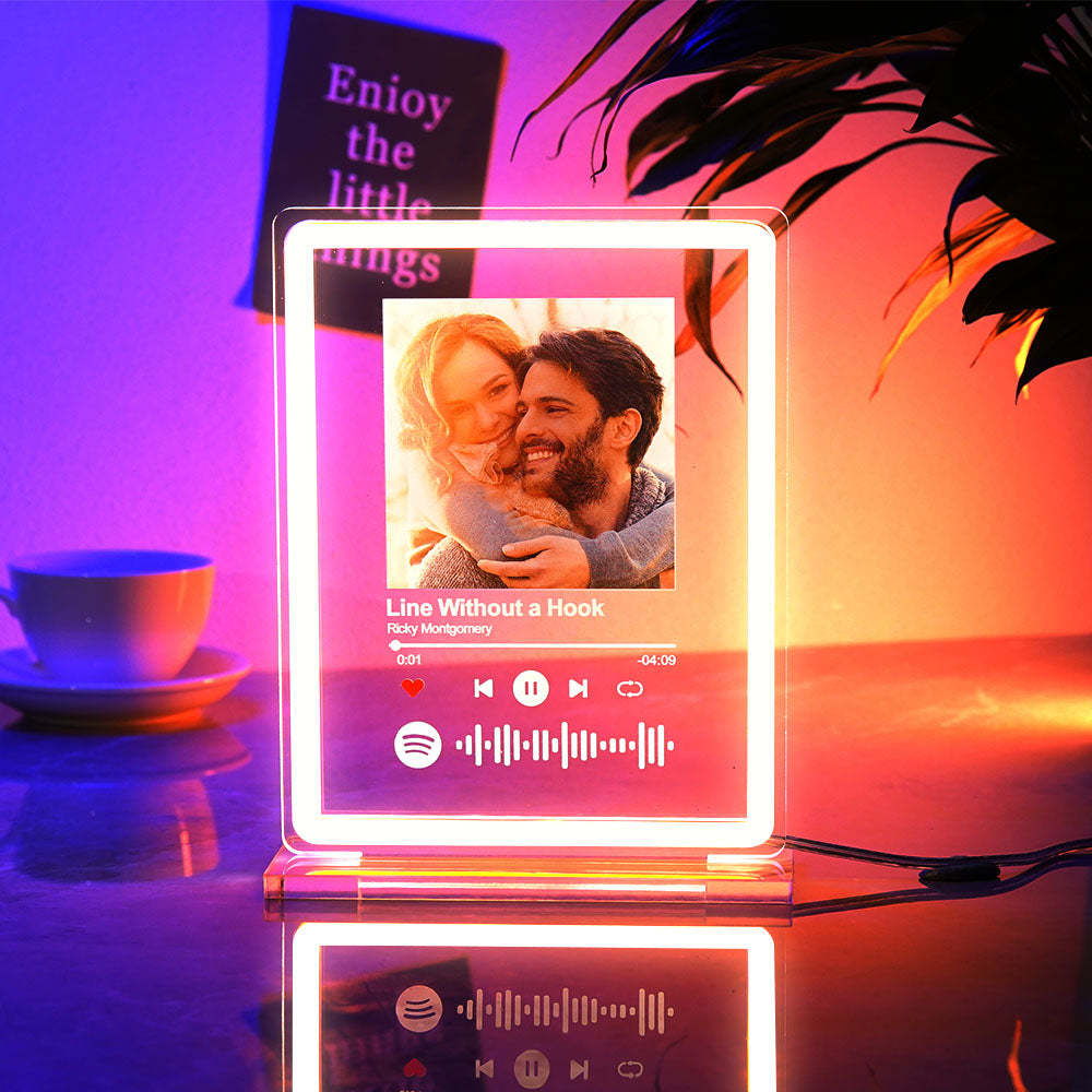 Photo Personnalisée Spotify Musique Veilleuse Code Scannable Lampe Au Néon Pour Les Couples - maplunelampefr