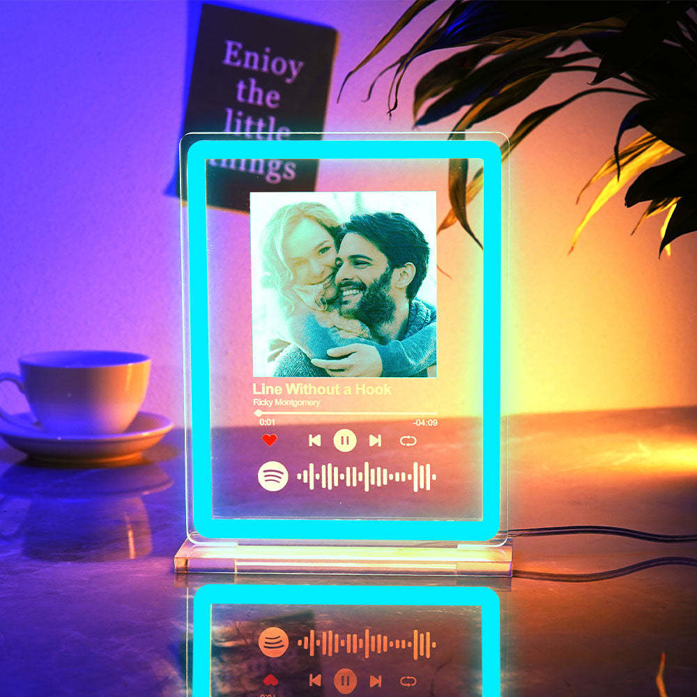 Photo Personnalisée Spotify Musique Veilleuse Code Scannable Lampe Au Néon Pour Les Couples - maplunelampefr