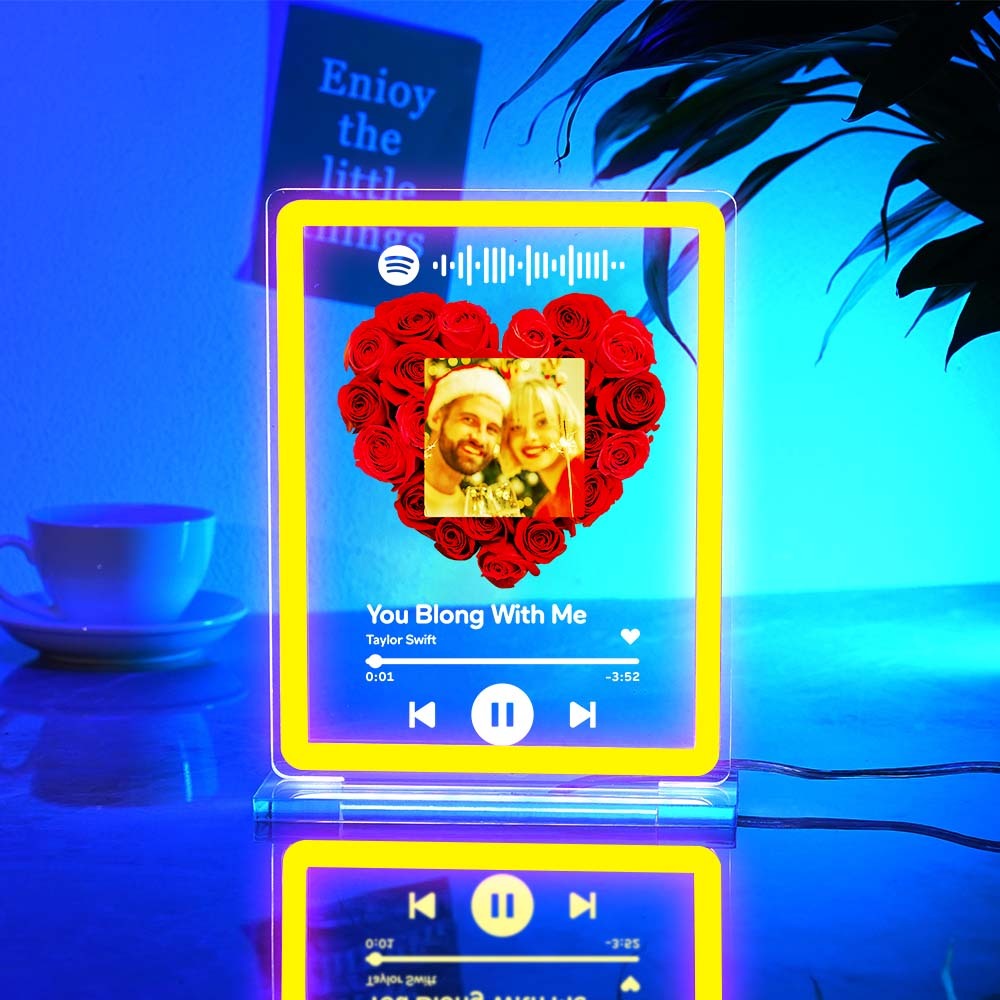 Photo Personnalisée Spotify Rose Fleur Veilleuse Scannable Code De Musique Lampe Au Néon Cadeaux De Saint Valentin - maplunelampefr