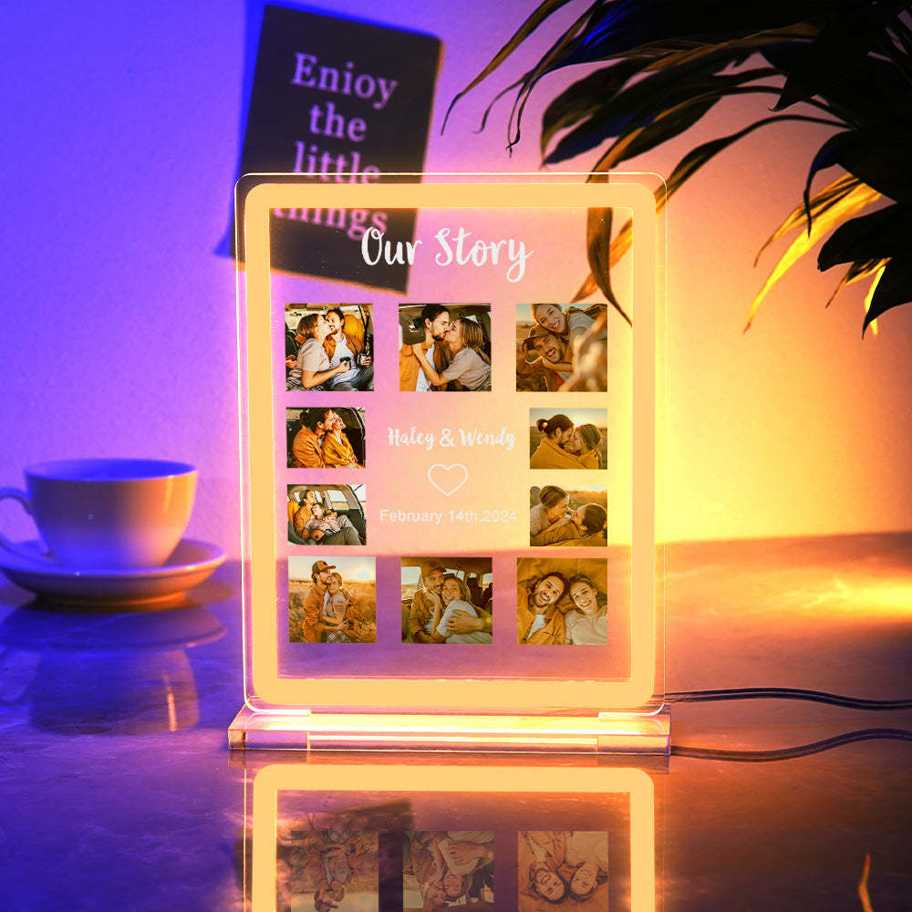 Veilleuse Colorée Personnalisée Avec Plusieurs Images, Panneau Lumineux Au Néon, Cadeau De Saint-valentin - maplunelampefr