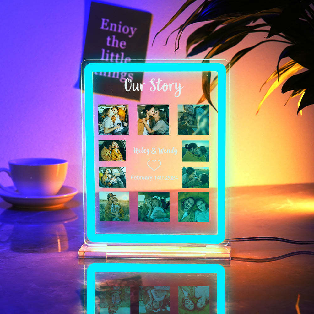 Veilleuse Colorée Personnalisée Avec Plusieurs Images, Panneau Lumineux Au Néon, Cadeau De Saint-valentin - maplunelampefr