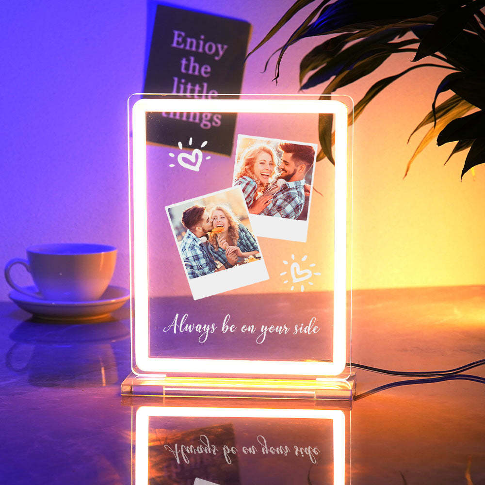 Polaroid Personnalisé Photo Design Néon Veilleuse Coloré Plaque Acrylique Lampe Cadeaux Pour Les Couples - maplunelampefr