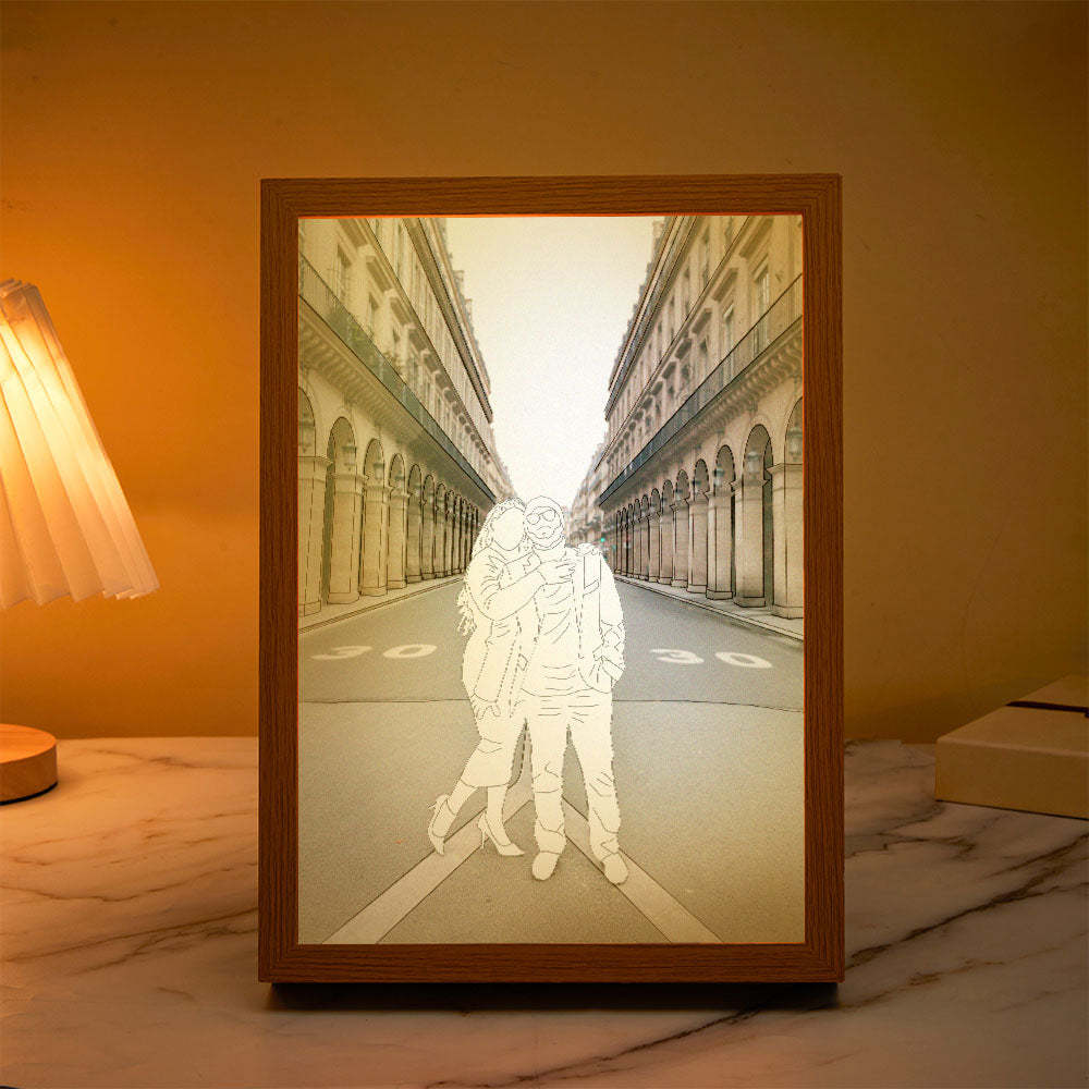 Lampe Personnalisée Photo Personnalisée Line Art Light Cadeaux De Saint-valentin Pour Elle - maplunelampefr