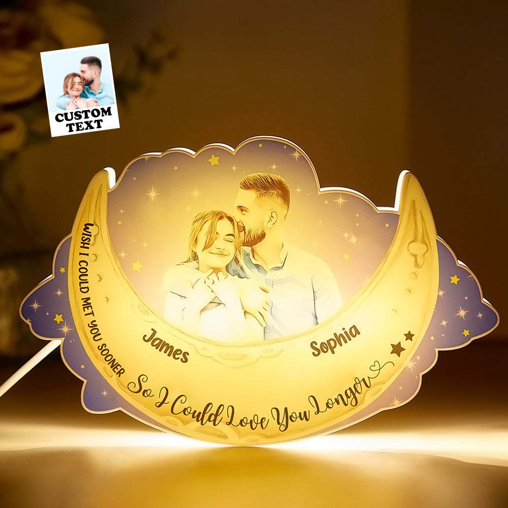 Lampe Led Avec Photo Personnalisée, Veilleuse Avec Nom Personnalisé, Je T'aime Plus Longtemps, Cadeaux D'anniversaire Pour Lui Ou Elle - maplunelampefr