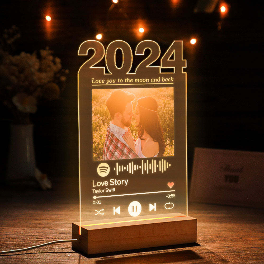 Veilleuse Spotify Personnalisée 2024, Lampe Photo Personnalisée, Décor De Salle, Plaque Acrylique Pour Petite Amie - maplunelampefr