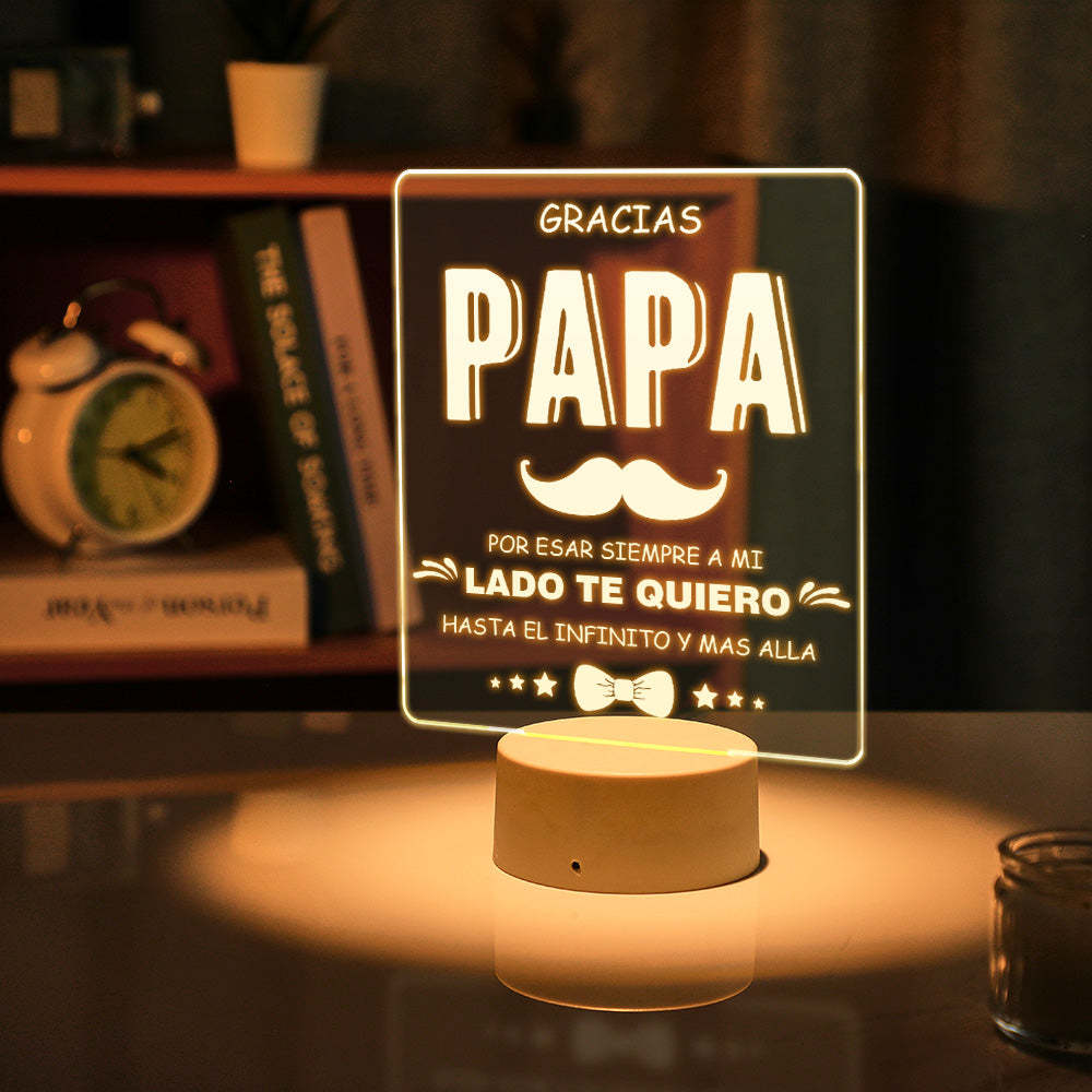 Texte Personnalisé Lampe De Nuit Acrylique Led Veilleuse Papa Lampe De Nuit Cadeaux De Fête Des Pères Pour Lui - maplunelampefr