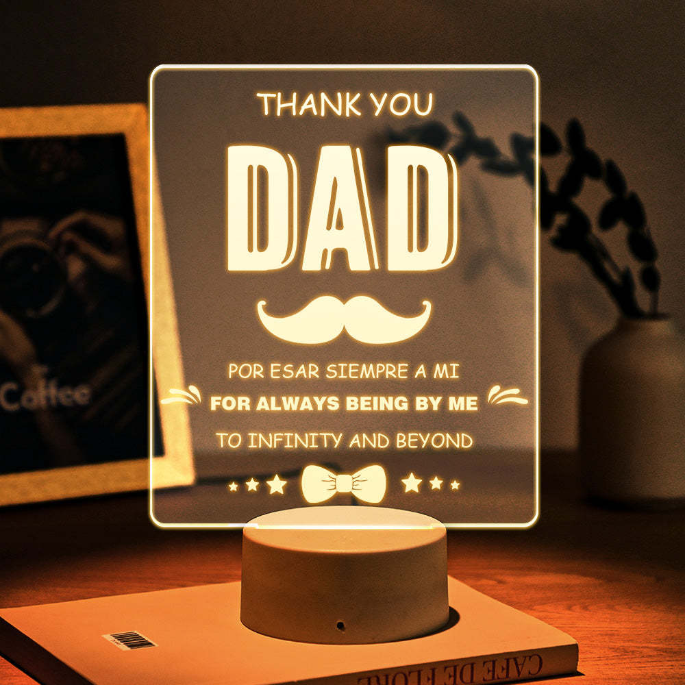 Texte Personnalisé Lampe De Nuit Acrylique Led Veilleuse Papa Lampe De Nuit Cadeaux De Fête Des Pères Pour Lui - maplunelampefr