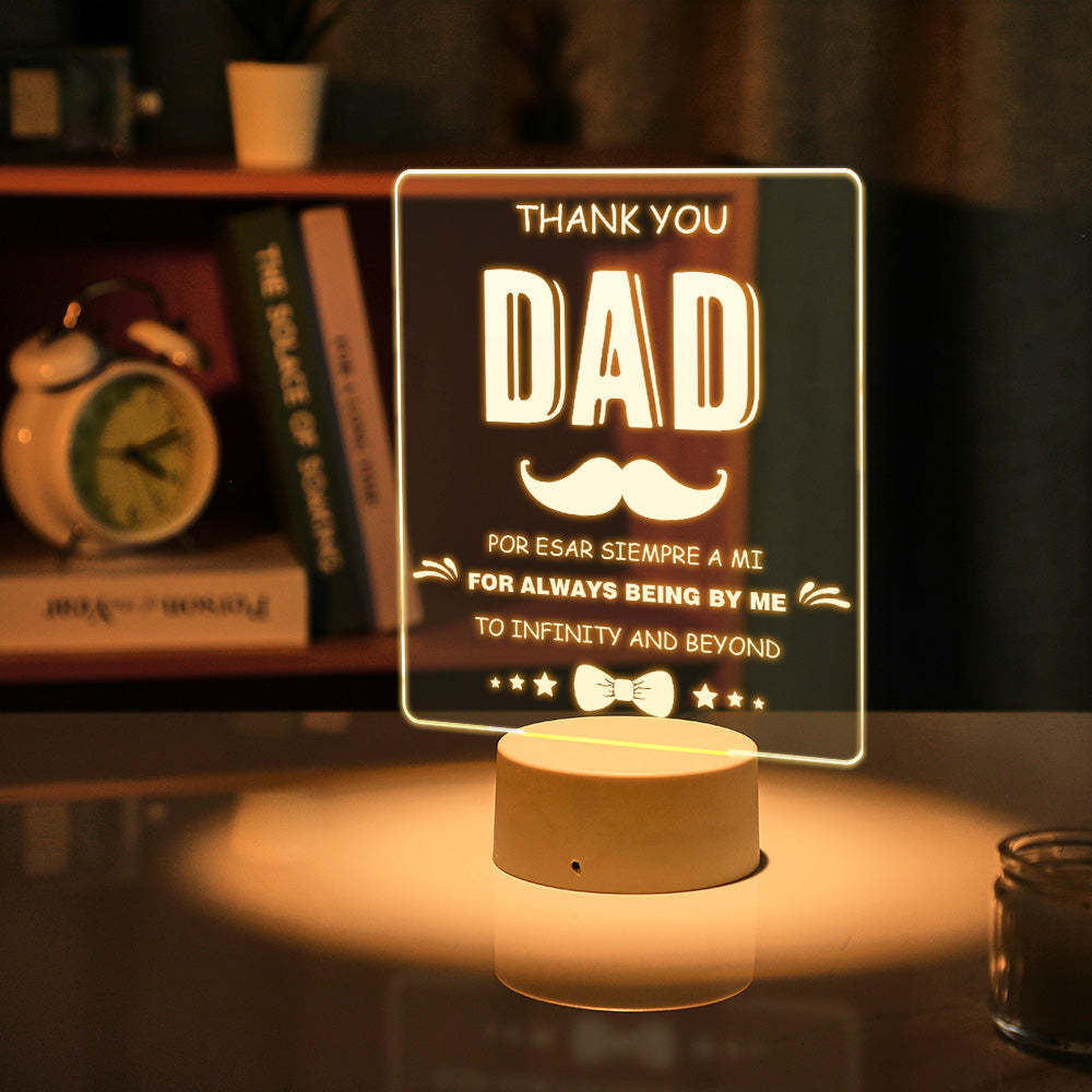 Texte Personnalisé Lampe De Nuit Acrylique Led Veilleuse Papa Lampe De Nuit Cadeaux De Fête Des Pères Pour Lui - maplunelampefr