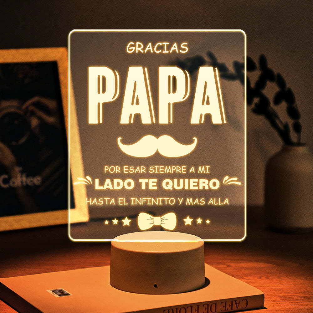 Texte Personnalisé Lampe De Nuit Acrylique Led Veilleuse Papa Lampe De Nuit Cadeaux De Fête Des Pères Pour Lui - maplunelampefr