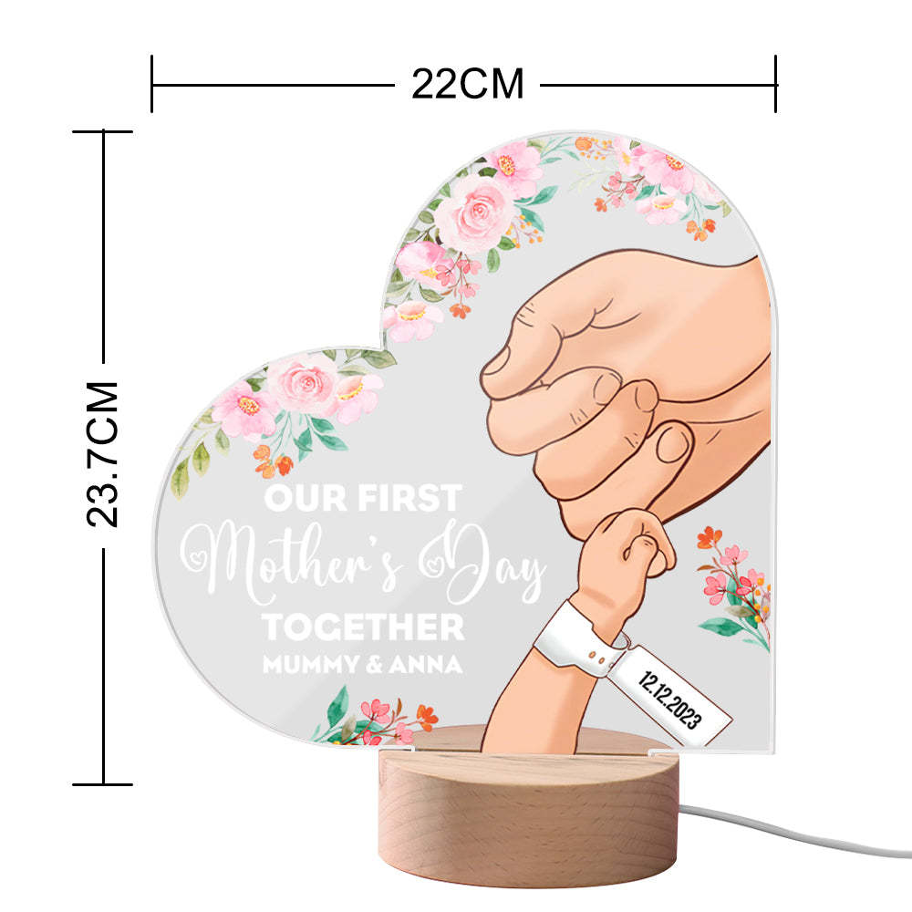 Custom Night Lamp Personalized Acrylic LED Night Light Mom and Baby Holding Hands Mother's Day Gifts - MapLunelampeFr