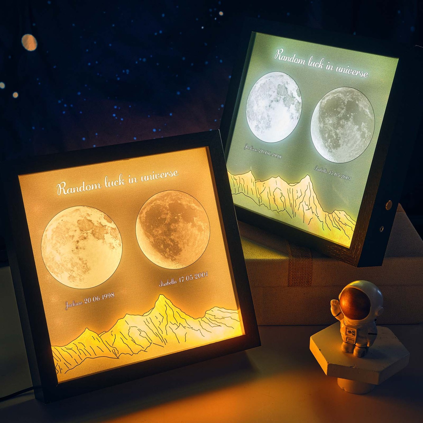 Photo Personnalisée Naissance Phase De Lune Veilleuse Chaude Réglable Led Boîte Lampe Amour Cadeau - MapLunelampeFr