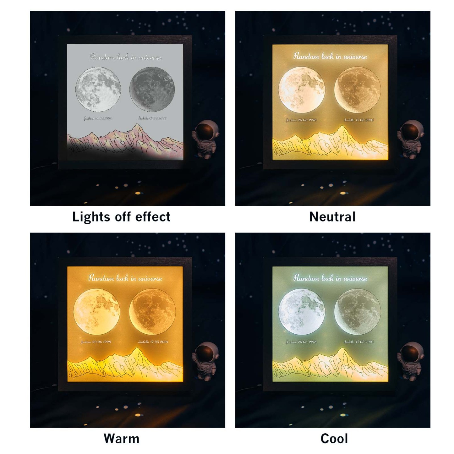 Photo Personnalisée Naissance Phase De Lune Veilleuse Chaude Réglable Led Boîte Lampe Amour Cadeau - MapLunelampeFr