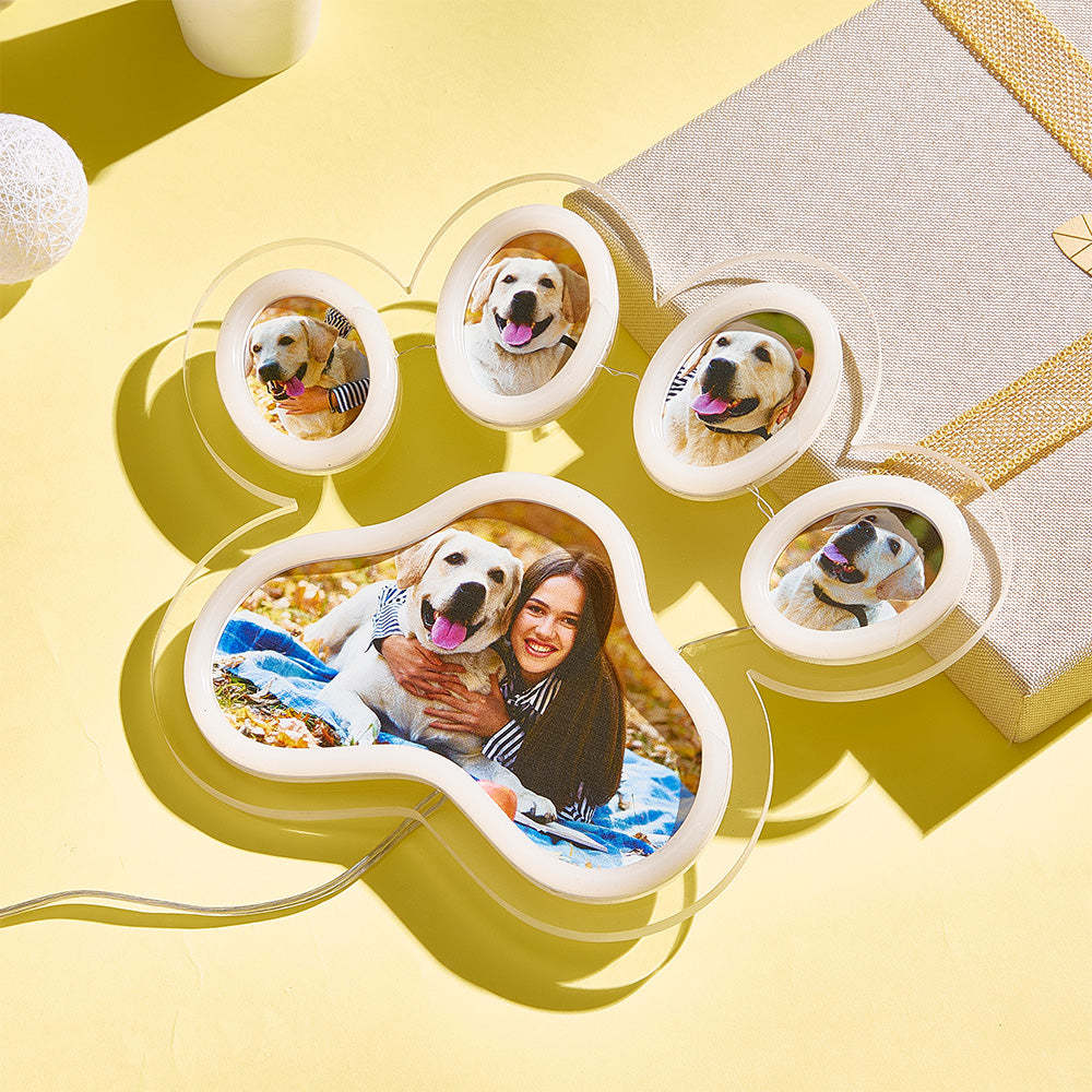 Lampe Néon Avec Photo Personnalisée En Forme De Patte D'animal De Compagnie, Veilleuse Commémorative Personnalisée À Luminosité Réglable, Cadeaux Pour Elle - MapLunelampeFr