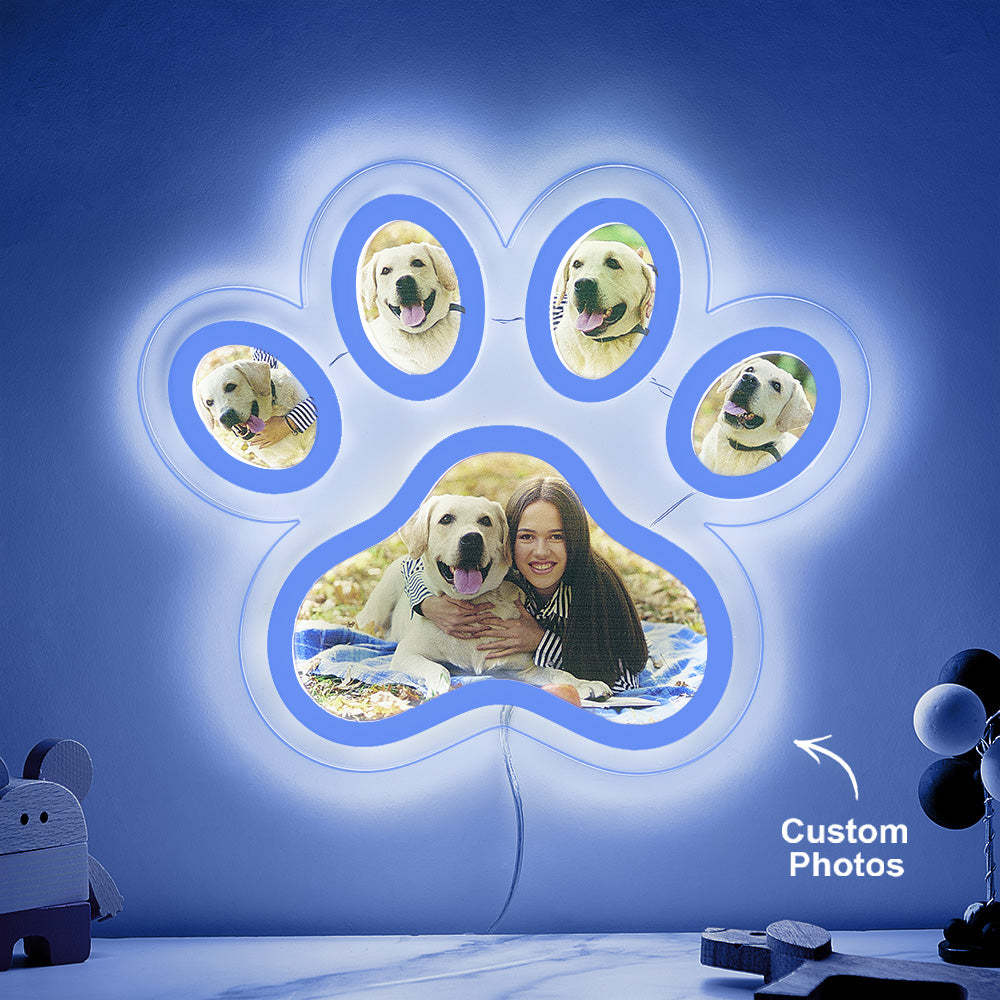 Lampe Néon Avec Photo Personnalisée En Forme De Patte D'animal De Compagnie, Veilleuse Commémorative Personnalisée À Luminosité Réglable, Cadeaux Pour Elle - MapLunelampeFr