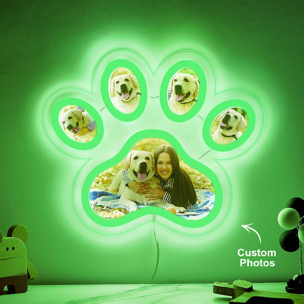 Lampe Néon Avec Photo Personnalisée En Forme De Patte D'animal De Compagnie, Veilleuse Commémorative Personnalisée À Luminosité Réglable, Cadeaux Pour Elle - MapLunelampeFr