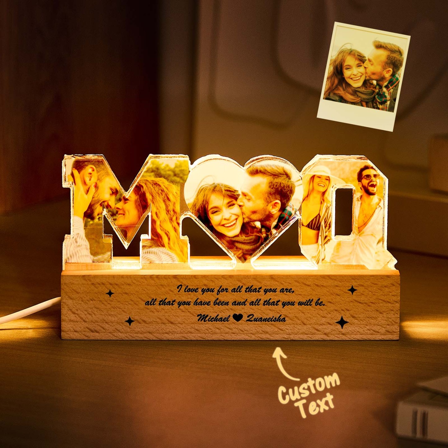 Cadeau Personnalisé De Veilleuse De Collage De Photos De Couple Pour L'amant - MapLunelampeFr