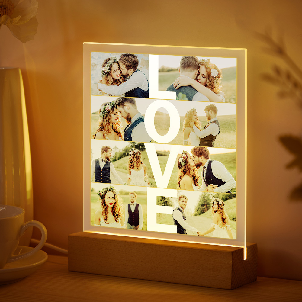 Veilleuse Led Personnalisée En Acrylique Avec Photo, Idéale Pour La Saint-valentin, Un Anniversaire De Mariage Ou Un Cadeau D'anniversaire. - MapLunelampeFr