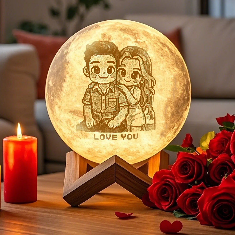 Lampe Lune Photo 3d Personnalisée Avec Votre Texte - Effet Anime Tactile 3 Couleurs - MapLunelampeFr