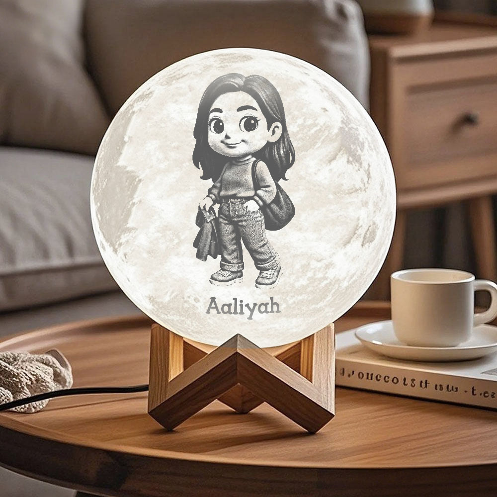 Lampe Lune Photo 3d Personnalisée Avec Votre Texte - Effet Anime Tactile 3 Couleurs - MapLunelampeFr