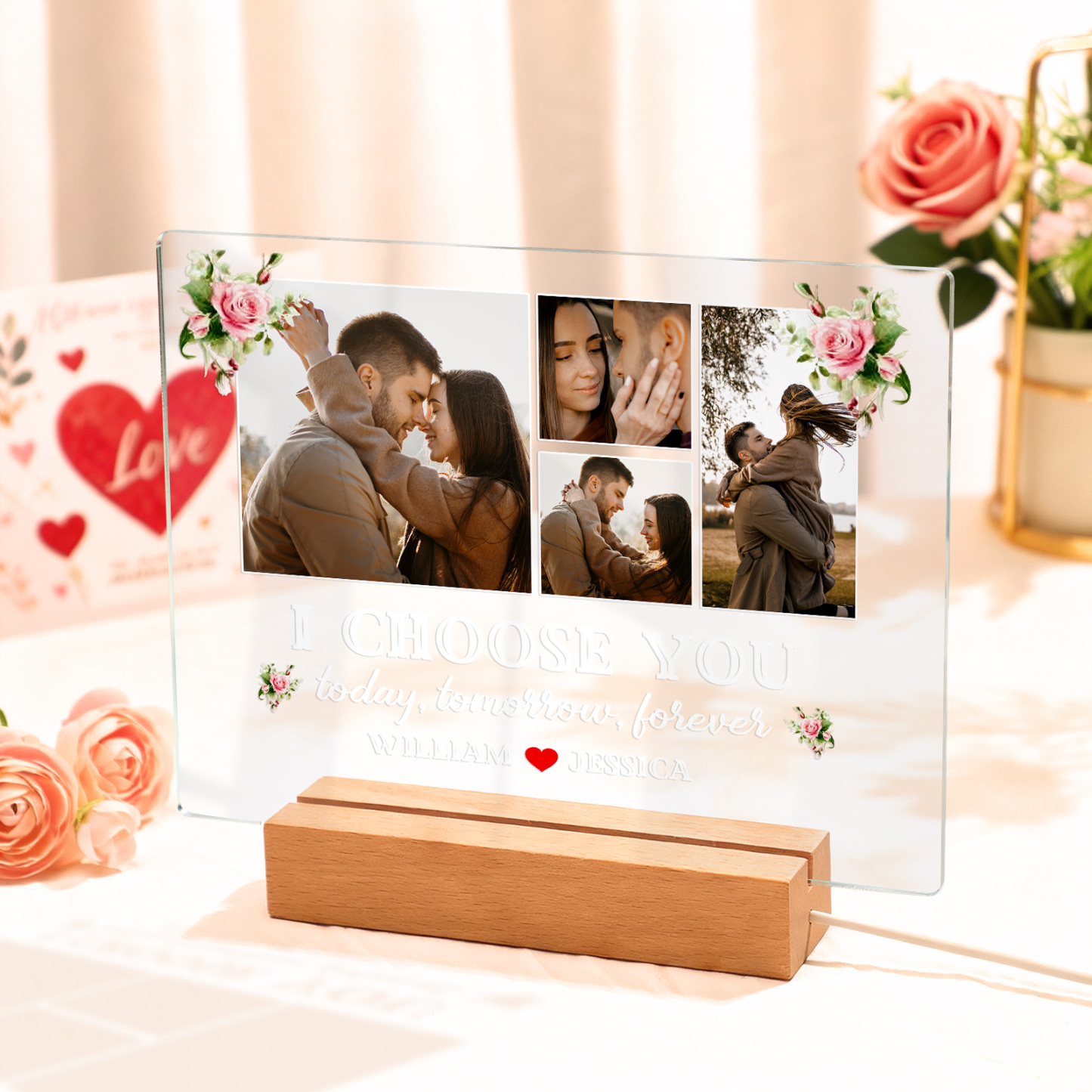 Veilleuse Led Acrylique Personnalisée Avec Photo Et Noms « Je Te Choisis » - Cadeau De Saint-valentin - MapLunelampeFr