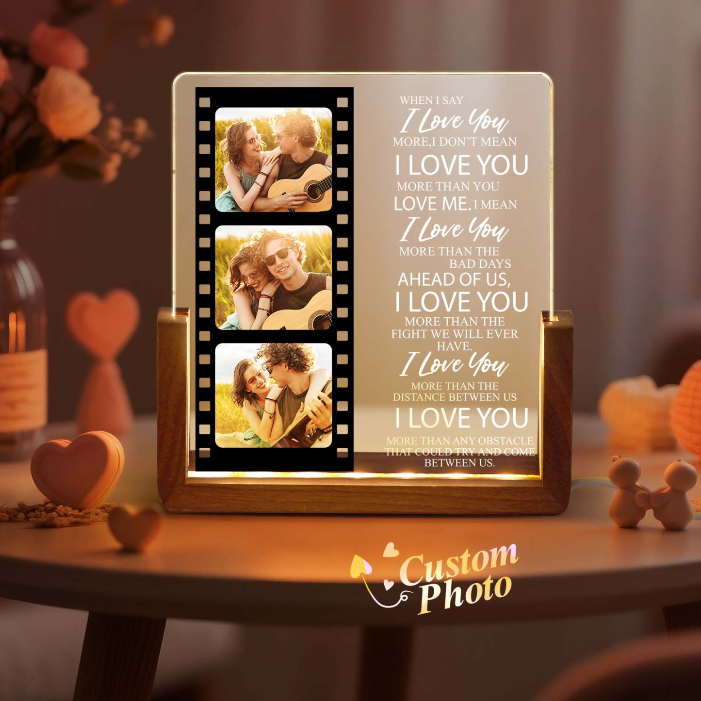 Veilleuse Led Acrylique Personnalisée Avec Photos, Cadeau De Saint-valentin Ou D'anniversaire - MapLunelampeFr