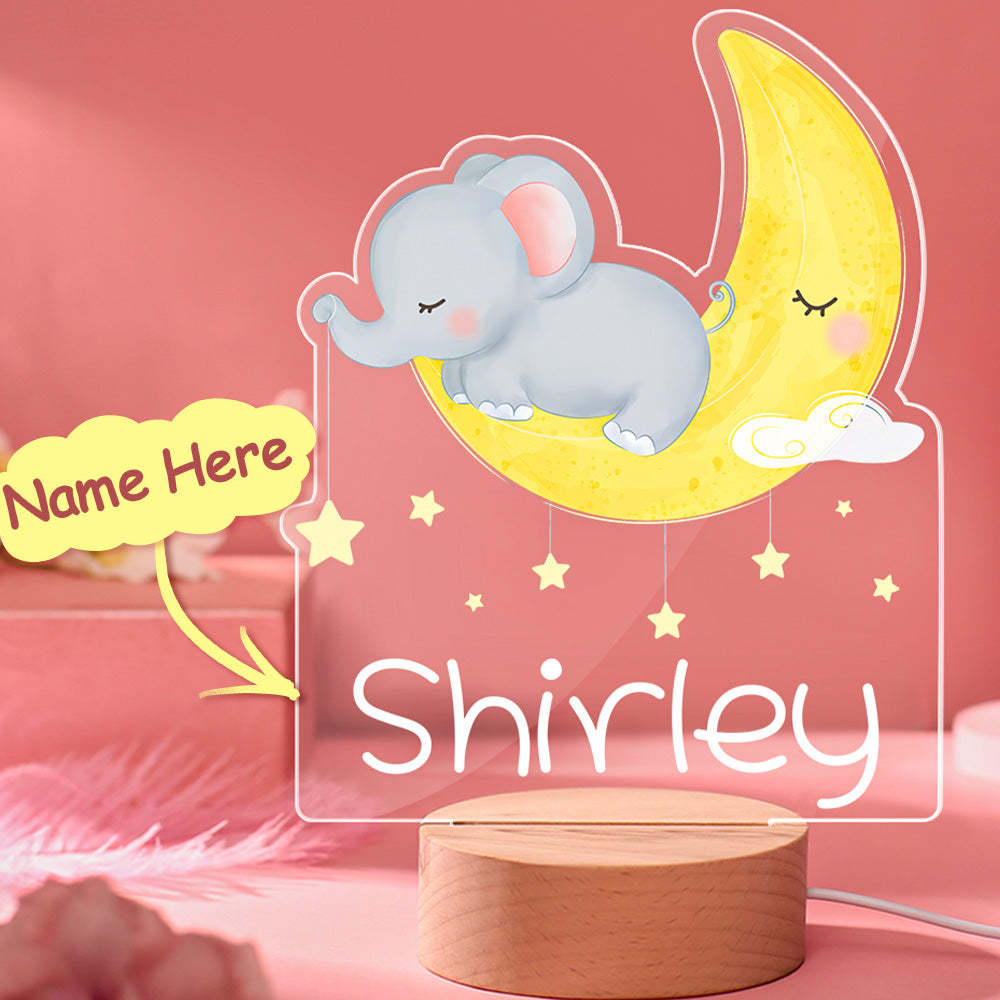 Cadeaux De Bébé Personnalisés Nursery Decor Elephant Night Light Girl Nursery Lamp - maplunelampefr