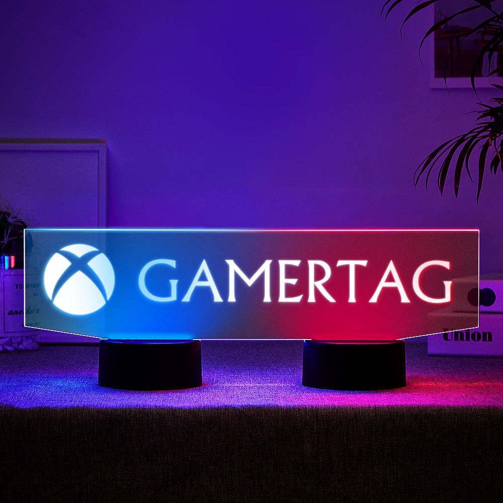 Veilleuse Xbox Personnalisée Gamertag Signe Double Base Led Rétro-éclairé Cadeau De Jeu Personnalisé - maplunelampefr