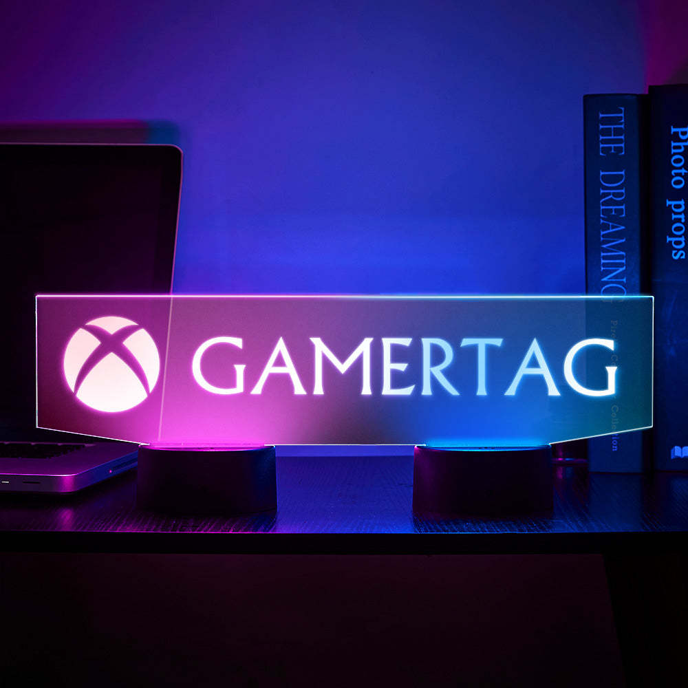 Veilleuse Xbox Personnalisée Gamertag Signe Double Base Led Rétro-éclairé Cadeau De Jeu Personnalisé - maplunelampefr