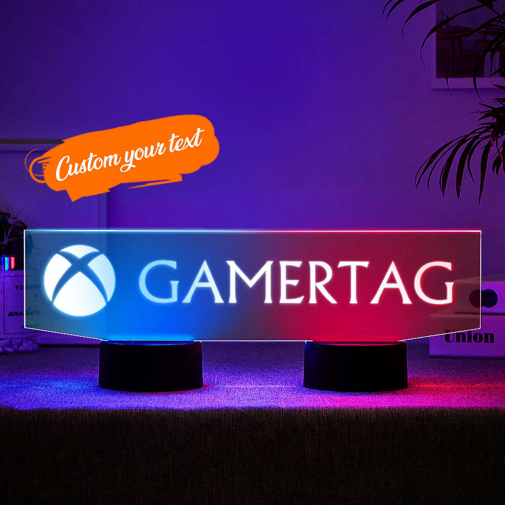 Veilleuse Xbox Personnalisée Gamertag Signe Double Base Led Rétro-éclairé Cadeau De Jeu Personnalisé - maplunelampefr