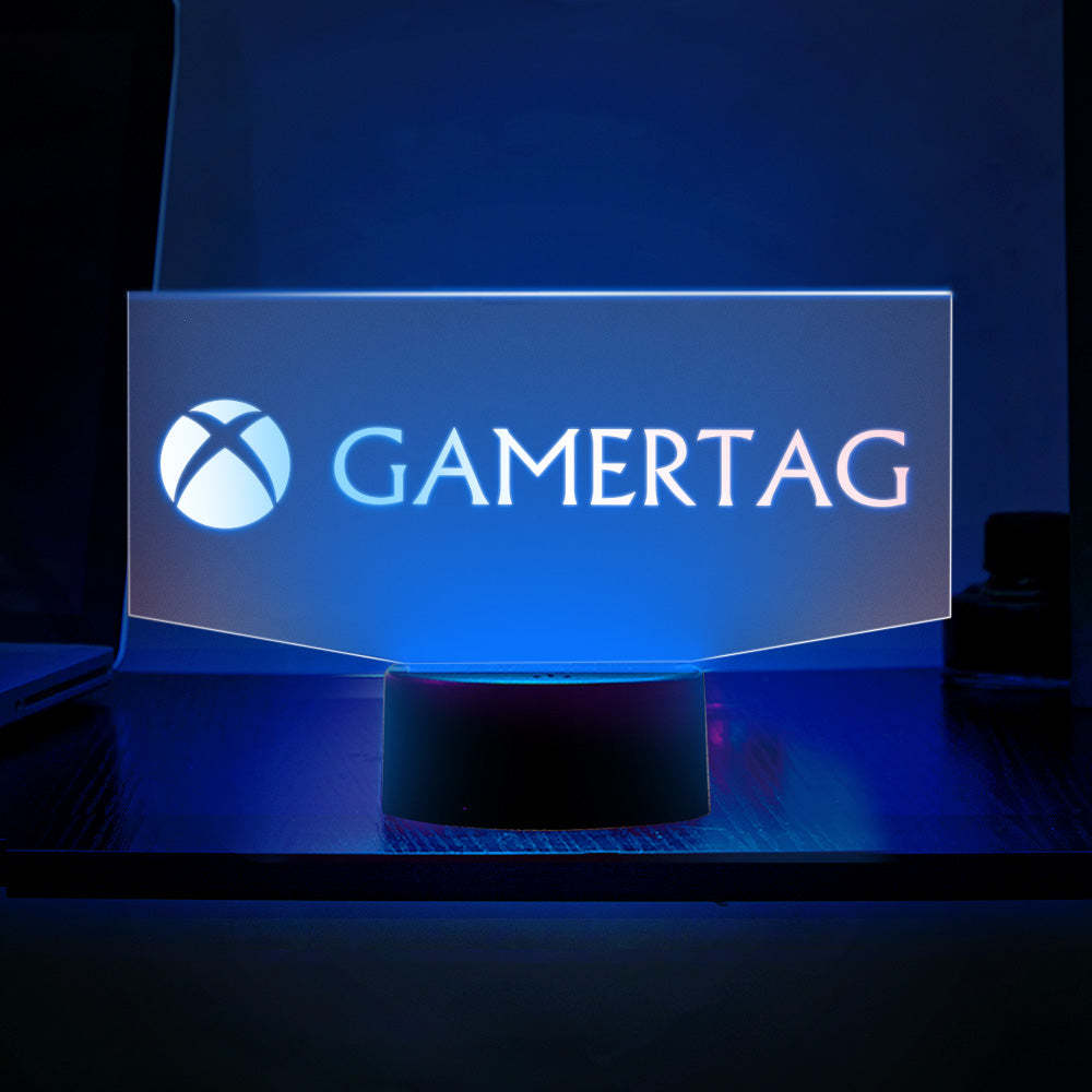 Veilleuse Xbox Personnalisée Gamertag Signe Double Base Led Rétro-éclairé Cadeau De Jeu Personnalisé - maplunelampefr